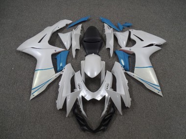 Shop Pearl White and Light Blue Suzuki GSXR750 Motorcycle Fairings 11-20