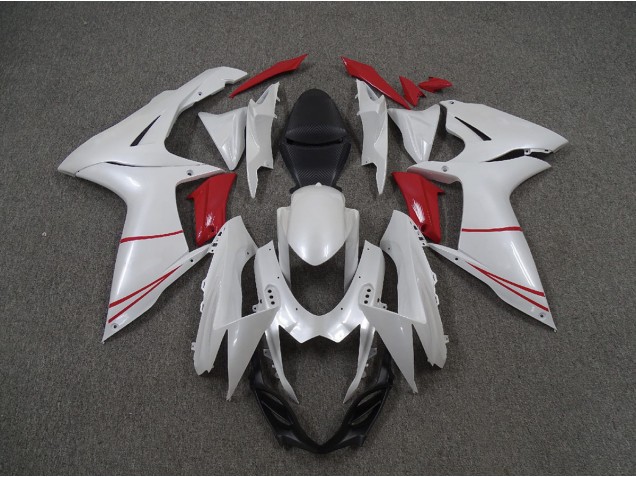 Shop Pearl White and Red Suzuki GSXR750 Motorcycle Fairings 11-20 Shop Pearl White and Red Suzuki GSXR750 Motorcycle Fairings 11-20