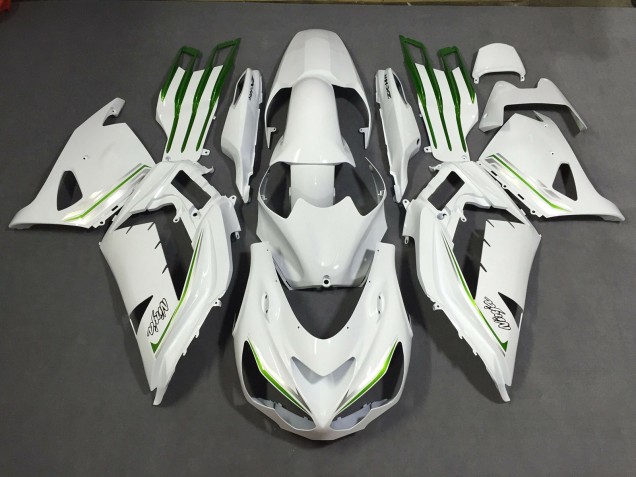 Shop Pearl White Custom Kawasaki ZX14R Motorcycle Fairings 12-19 Shop Pearl White Custom Kawasaki ZX14R Motorcycle Fairings 12-19
