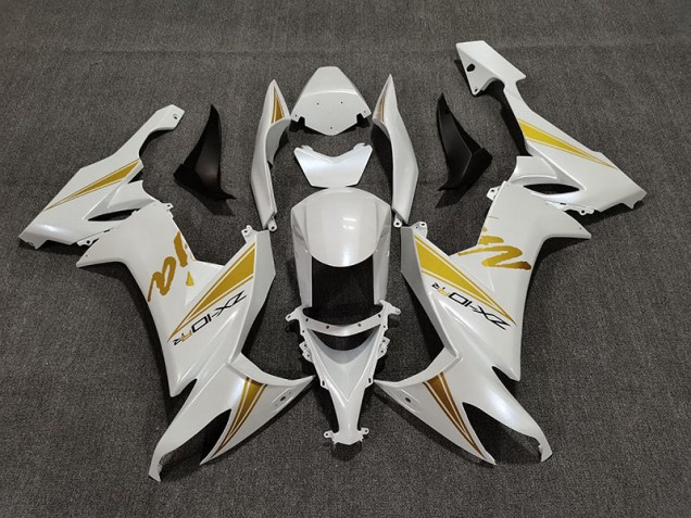 Shop Pearl White & Gold Kawasaki ZX10R Motorcycle Fairings 08-10 Shop Pearl White & Gold Kawasaki ZX10R Motorcycle Fairings 08-10