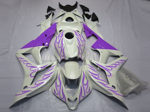 Shop Purple Flame on White Honda CBR600RR Motorcycle Fairings 07-08 Shop Purple Flame on White Honda CBR600RR Motorcycle Fairings 07-08