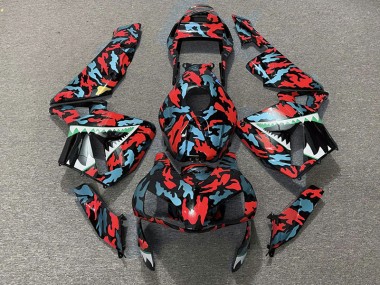 Shop Red and Blue Camo Honda CBR600RR Motorcycle Fairings 03-04