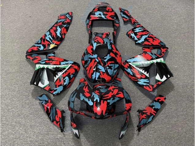 Shop Red and Blue Camo Honda CBR600RR Motorcycle Fairings 03-04 Shop Red and Blue Camo Honda CBR600RR Motorcycle Fairings 03-04