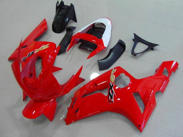 Shop Red and White Kawasaki ZX6R Motorcycle Fairings 03-04 Shop Red and White Kawasaki ZX6R Motorcycle Fairings 03-04