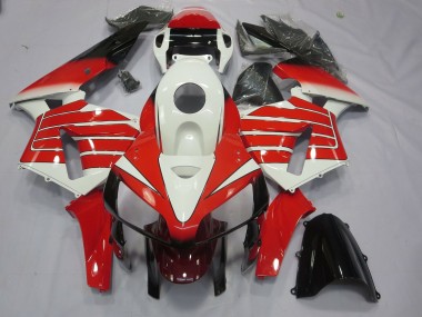 Shop Red and White Large Stripe Honda CBR600RR Motorcycle Fairings 05-06
