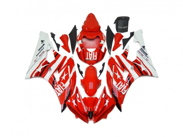 Shop Red and White Star Fiat Yamaha R6 Motorcycle Fairings 06-07 Shop Red and White Star Fiat Yamaha R6 Motorcycle Fairings 06-07