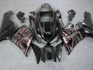 Shop Red Black Flame Kawasaki ZX6R Motorcycle Fairings 05-06