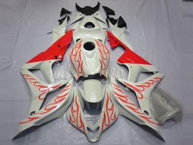 Shop Red Flame on White Honda CBR600RR Motorcycle Fairings 07-08
