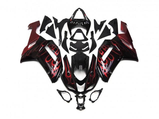 Shop Red Gloss Flame Kawasaki ZX6R Motorcycle Fairings 07-08 Shop Red Gloss Flame Kawasaki ZX6R Motorcycle Fairings 07-08