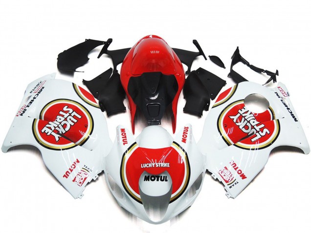 Shop Red Lucky Strike Style Suzuki GSXR Motorcycle Fairings 1300 Motorcycle Fairings 97-07 Shop Red Lucky Strike Style Suzuki GSXR Motorcycle Fairings 1300 Motorcycle Fairings 97-07