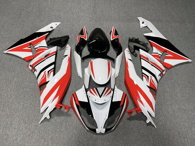 Shop Red White and Black Zag Kawasaki ZX6R Motorcycle Fairings 09-12 Shop Red White and Black Zag Kawasaki ZX6R Motorcycle Fairings 09-12