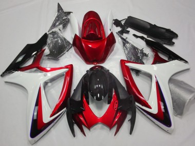Shop Red & White Debadged Suzuki GSXR750 Motorcycle Fairings 06-07