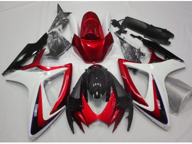 Shop Red & White Debadged Suzuki GSXR750 Motorcycle Fairings 06-07