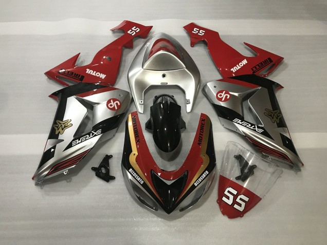 Shop Shiny Silver & Red Kawasaki ZX10R Motorcycle Fairings 06-07 Shop Shiny Silver & Red Kawasaki ZX10R Motorcycle Fairings 06-07
