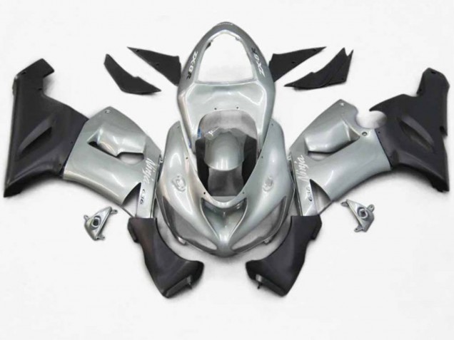 Shop Silver Red Flame Kawasaki ZX6R Motorcycle Fairings 05-06 Shop Silver Red Flame Kawasaki ZX6R Motorcycle Fairings 05-06