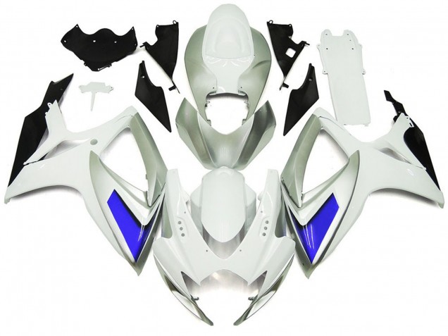 Shop Silver White and Blue Gloss Style Suzuki GSXR750 Motorcycle Fairings 06-07 Shop Silver White and Blue Gloss Style Suzuki GSXR750 Motorcycle Fairings 06-07