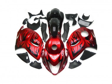 Shop Vibrant Red with Black Flames Suzuki GSXR Motorcycle Fairings 1300 Motorcycle Fairings 08-19
