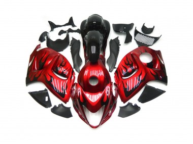 Shop Vibrant Red with Black Flames Suzuki GSXR Motorcycle Fairings 1300 Motorcycle Fairings 08-19