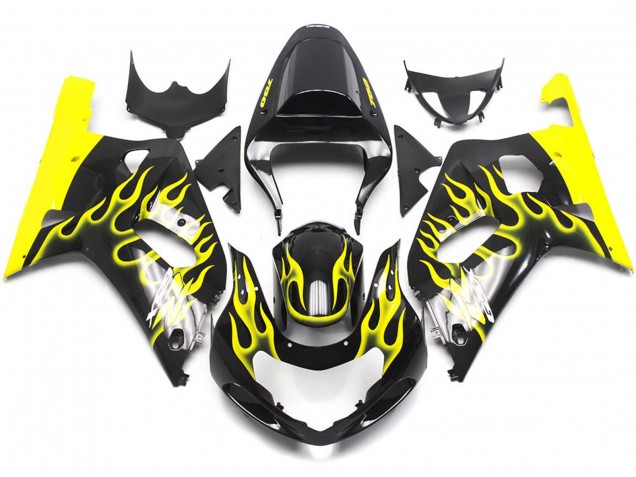 Shop Vibrant Yellow Flame Suzuki GSXR750 Motorcycle Fairings 01-03