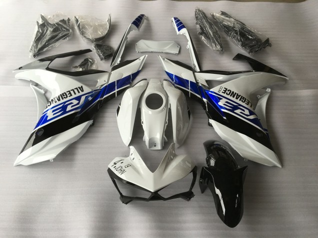 Shop White Blue and Black Yamaha R3 Motorcycle Fairings 15-18 Shop White Blue and Black Yamaha R3 Motorcycle Fairings 15-18