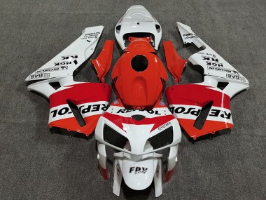 Shop White Red and Orange Repsol Honda CBR600RR Motorcycle Fairings 05-06