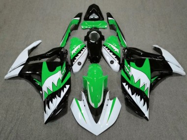 Shop White Shark & Green Yamaha R3 Motorcycle Fairings 15-18
