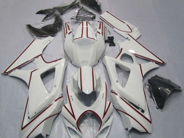 Shop White with Red Pin Stripe Suzuki GSXR Motorcycle Fairings 1000 Motorcycle Fairings 07-08