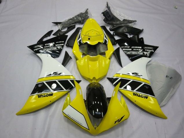 Shop Yellow And White Yamaha R1 Motorcycle Fairings 13-14 Shop Yellow And White Yamaha R1 Motorcycle Fairings 13-14