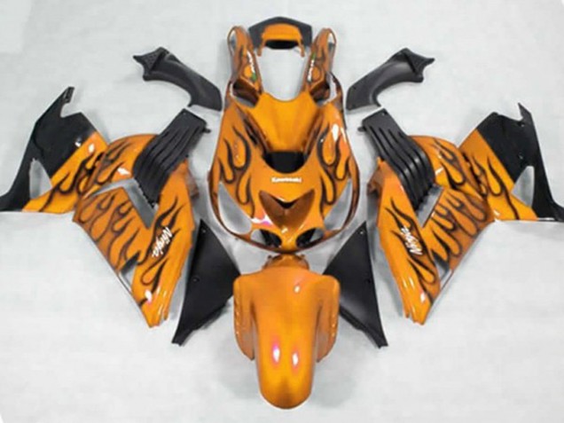 Shop Yellow Black Flame Kawasaki ZX14R Motorcycle Fairings 06-11 Shop Yellow Black Flame Kawasaki ZX14R Motorcycle Fairings 06-11