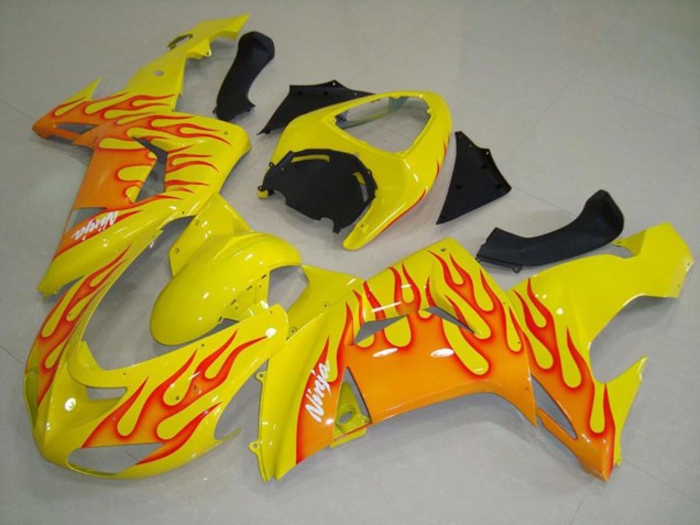 Shop Yellow Orange Flame Kawasaki ZX10R Motorcycle Fairings 06-07 Shop Yellow Orange Flame Kawasaki ZX10R Motorcycle Fairings 06-07